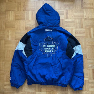 Vintage Rare St. John's Maple Leafs Starter Pullover 1/4 Zip Jacket Medium